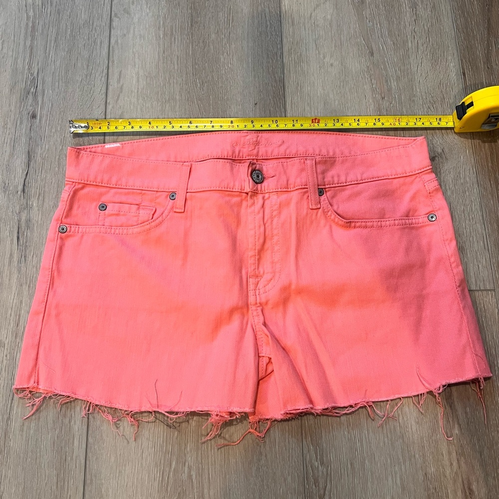 7 For All Mankind Coral Frayed Jean Shorts Size 30 NWOT